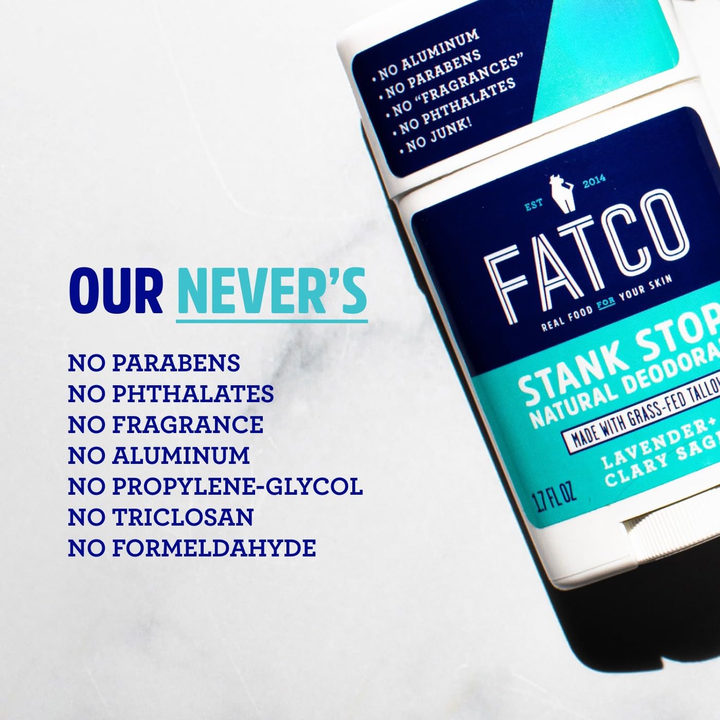 FATCO Stank Stop All Natural Deodorant with Tallow & Coconut Oil – Lavender + Sage (1.7 oz)