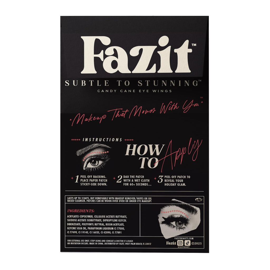 Fazit Candy Cane Eye Wing Patches – Glow Up Glitter Makeup for Face, Waterproof & Easy Application