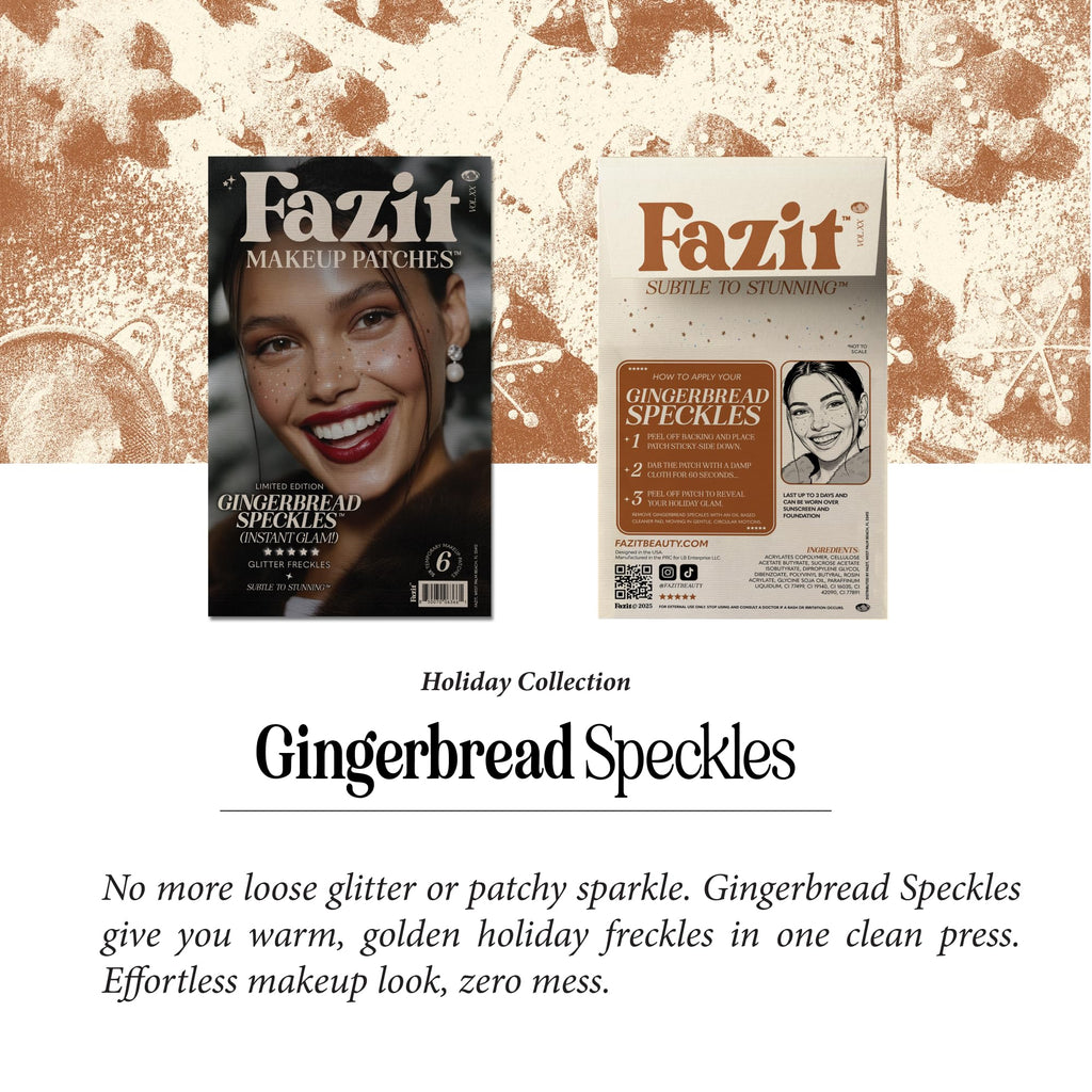 Fazit Makeup Patches - Gingerbread Speckles | Glow Up Glitter Patches for Women