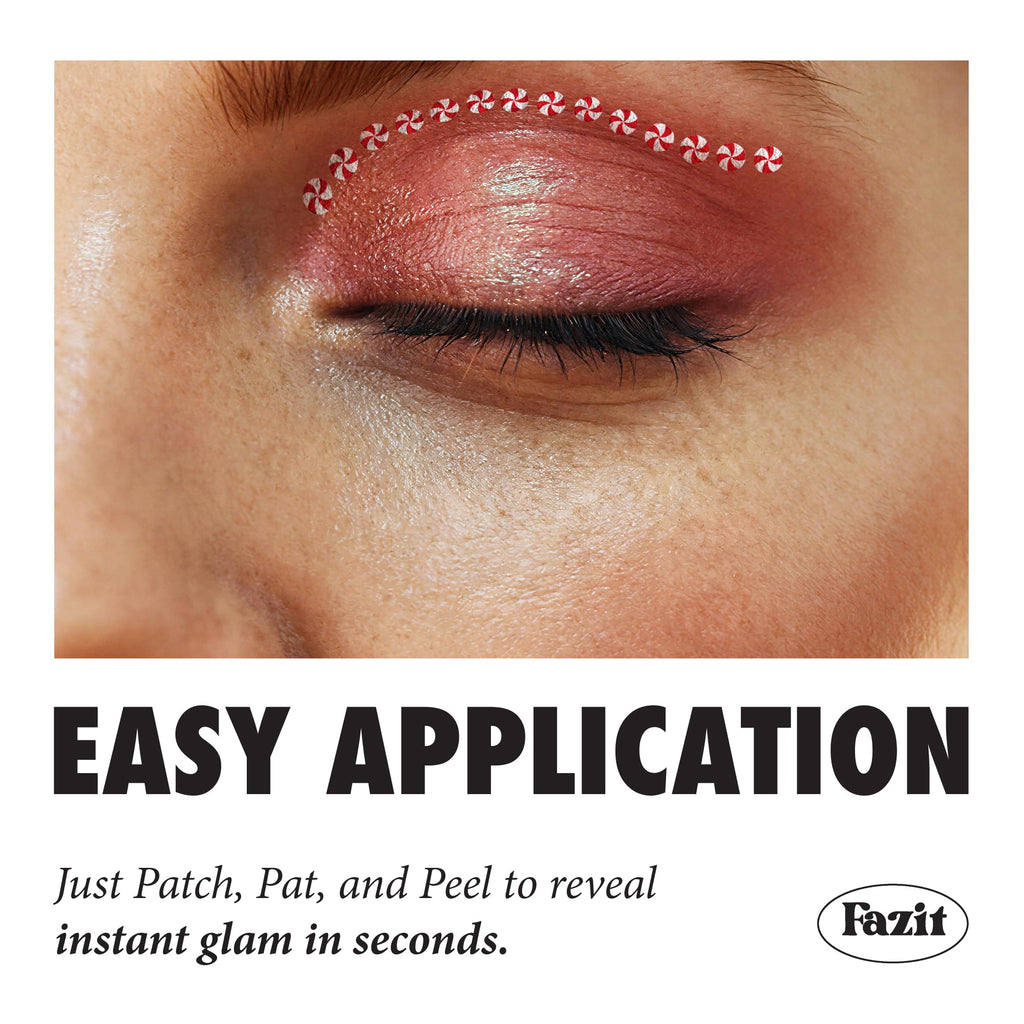 Fazit Candy Cane Eye Wing Patches – Glow Up Glitter Makeup for Face, Waterproof & Easy Application