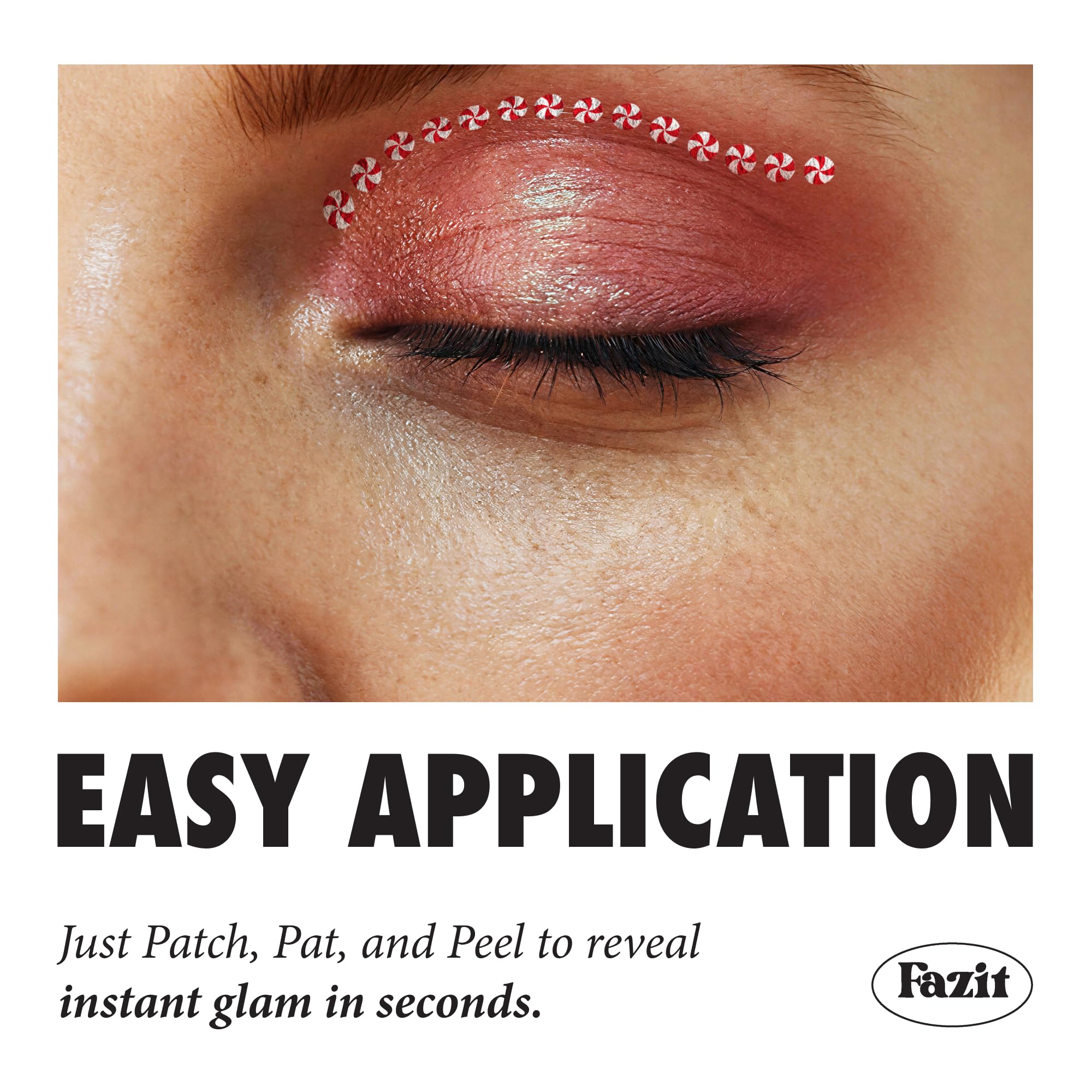 Fazit Candy Cane Eye Wing Patches – Glow Up Glitter Makeup for Face, Waterproof & Easy Application