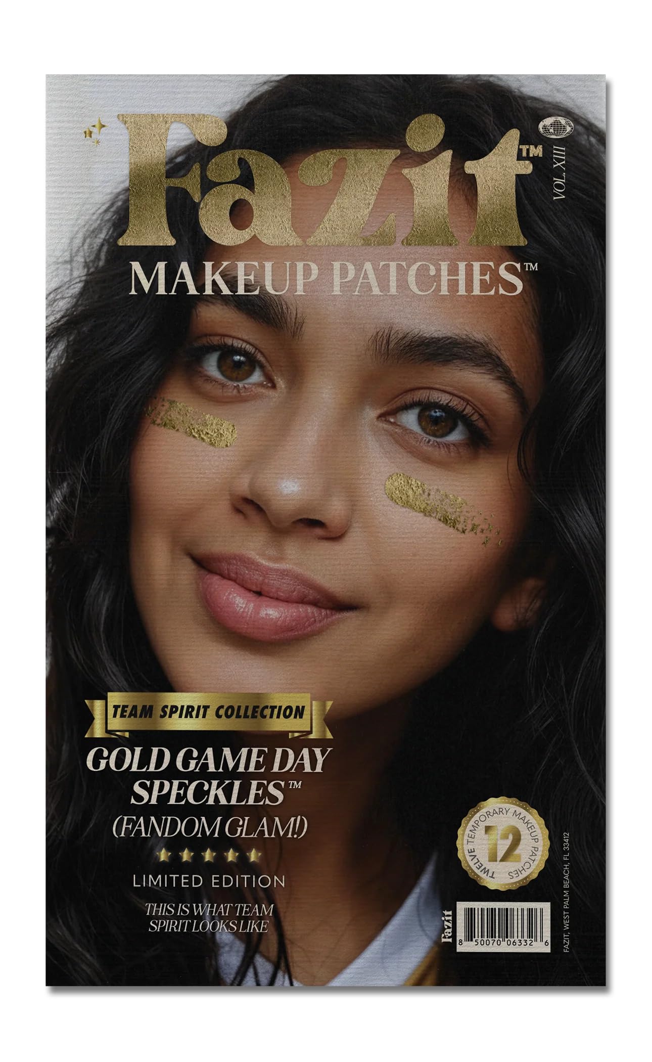 Fazit Makeup Patches - Gold Game Day Speckles | Glow-Up Face Glitter for Fans