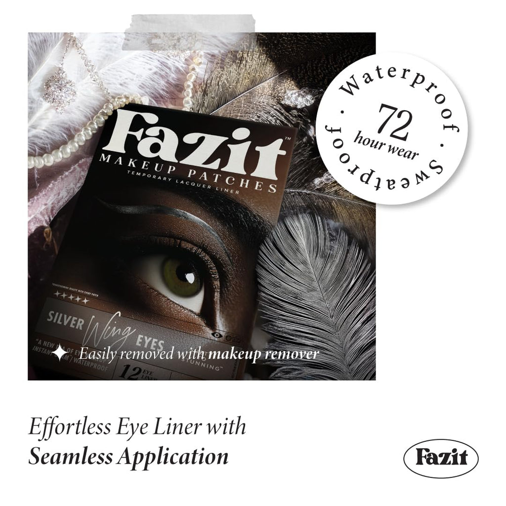 Fazit Silver Wing Eye Patches – Glitter Makeup Patches for Women – Waterproof & Long-Lasting Shine