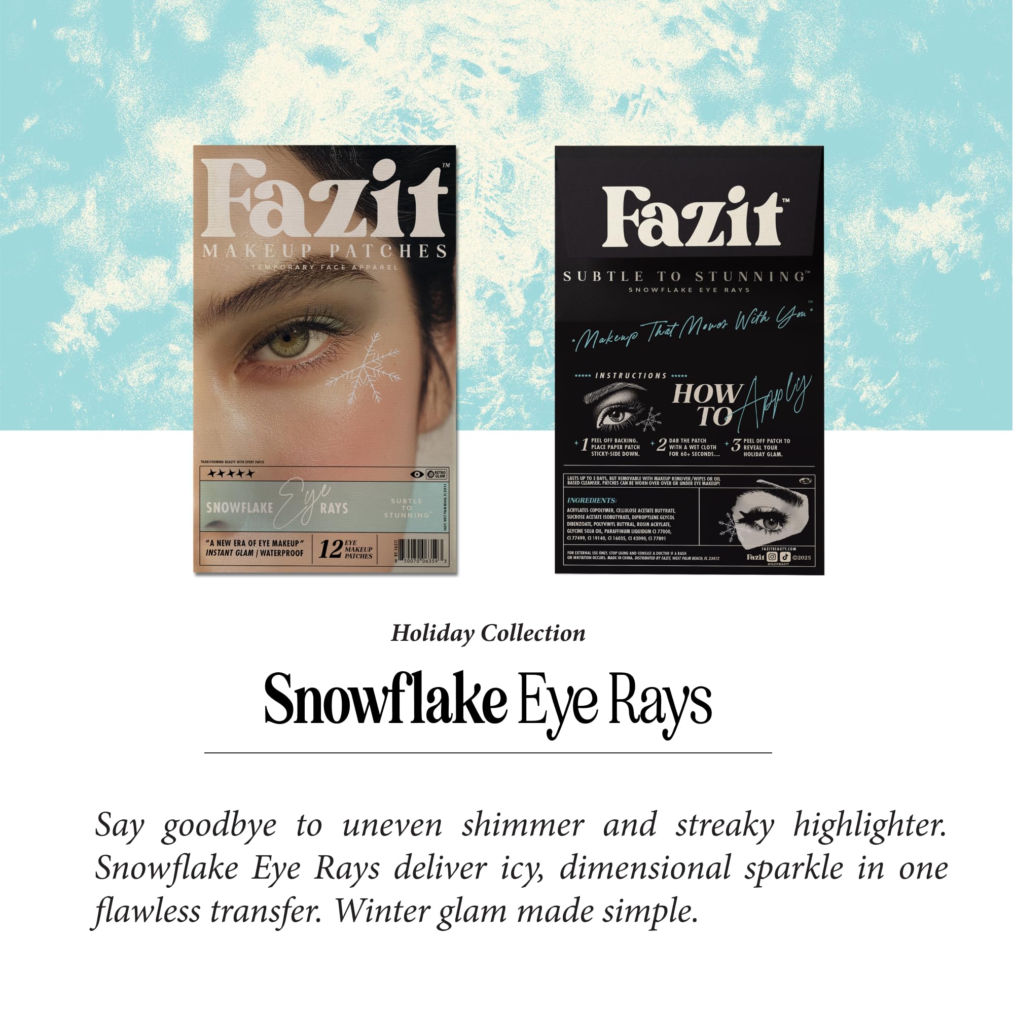 Fazit Makeup Patches Snowflake Eye Rays – Glow Up Glitter Patches for Face