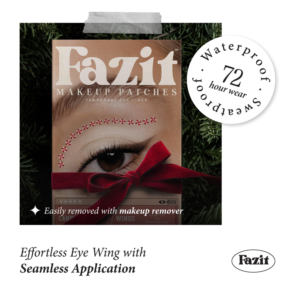 Fazit Candy Cane Eye Wing Patches – Glow Up Glitter Makeup for Face, Waterproof & Easy Application