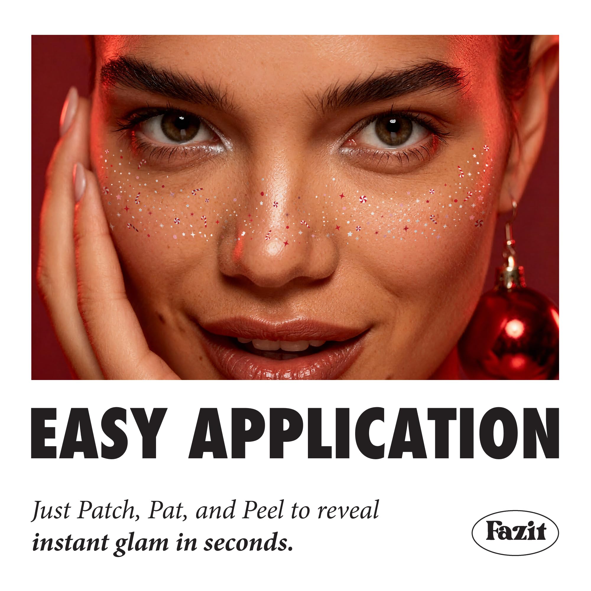 Fazit Candy Cane Speckles Makeup Patches | Glow Up Glitter Face Patches for Women