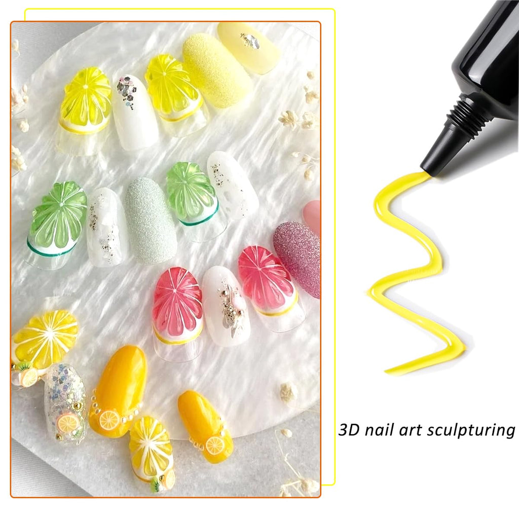 Fcozpjk 12-Color 3D Sculpting Gel Kit for Nail Art – Neon Green, Yellow & Pink, 10ml Each