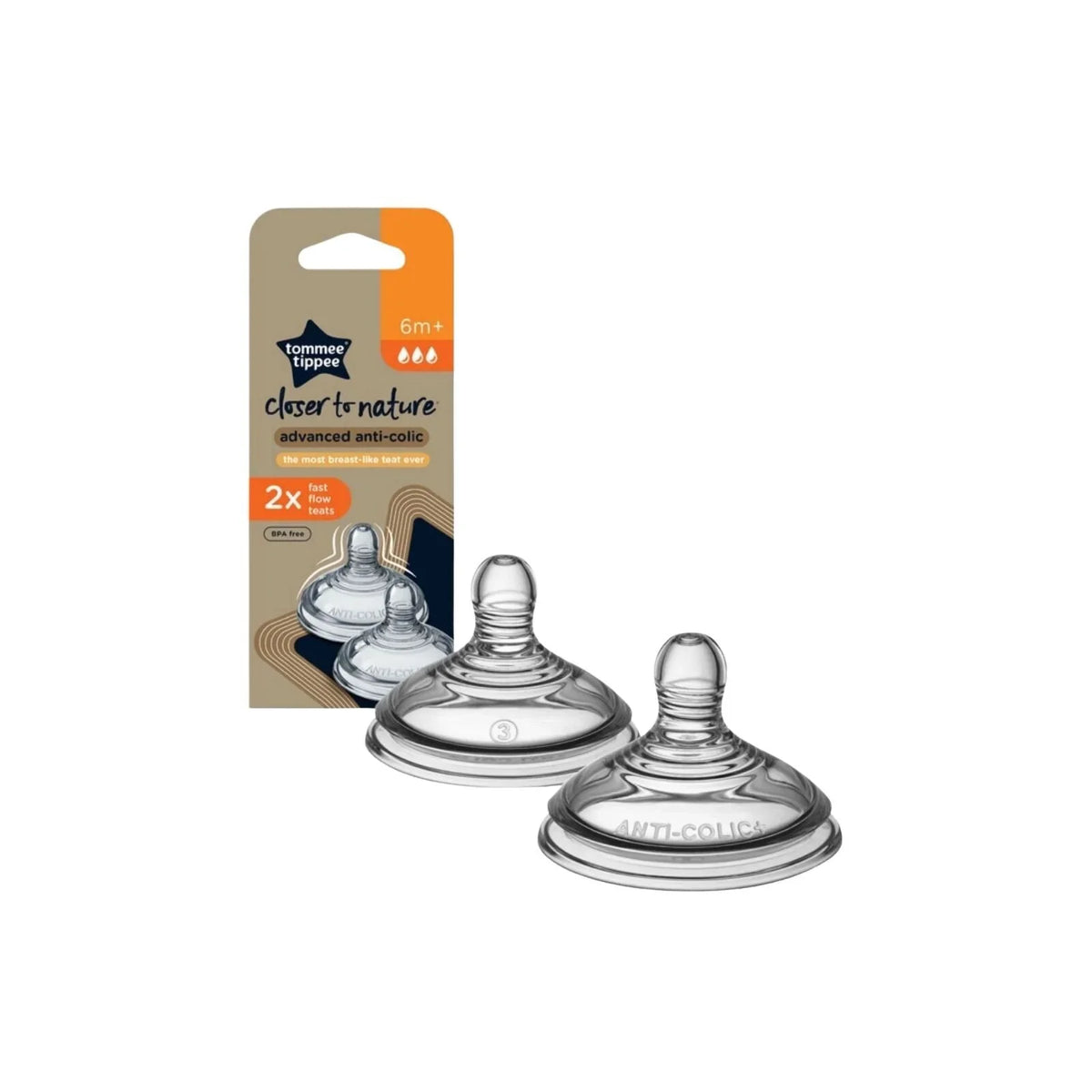 Tommee Tippee Advanced Anti-Colic Teat Fast Flow 6+ months 2 pcs