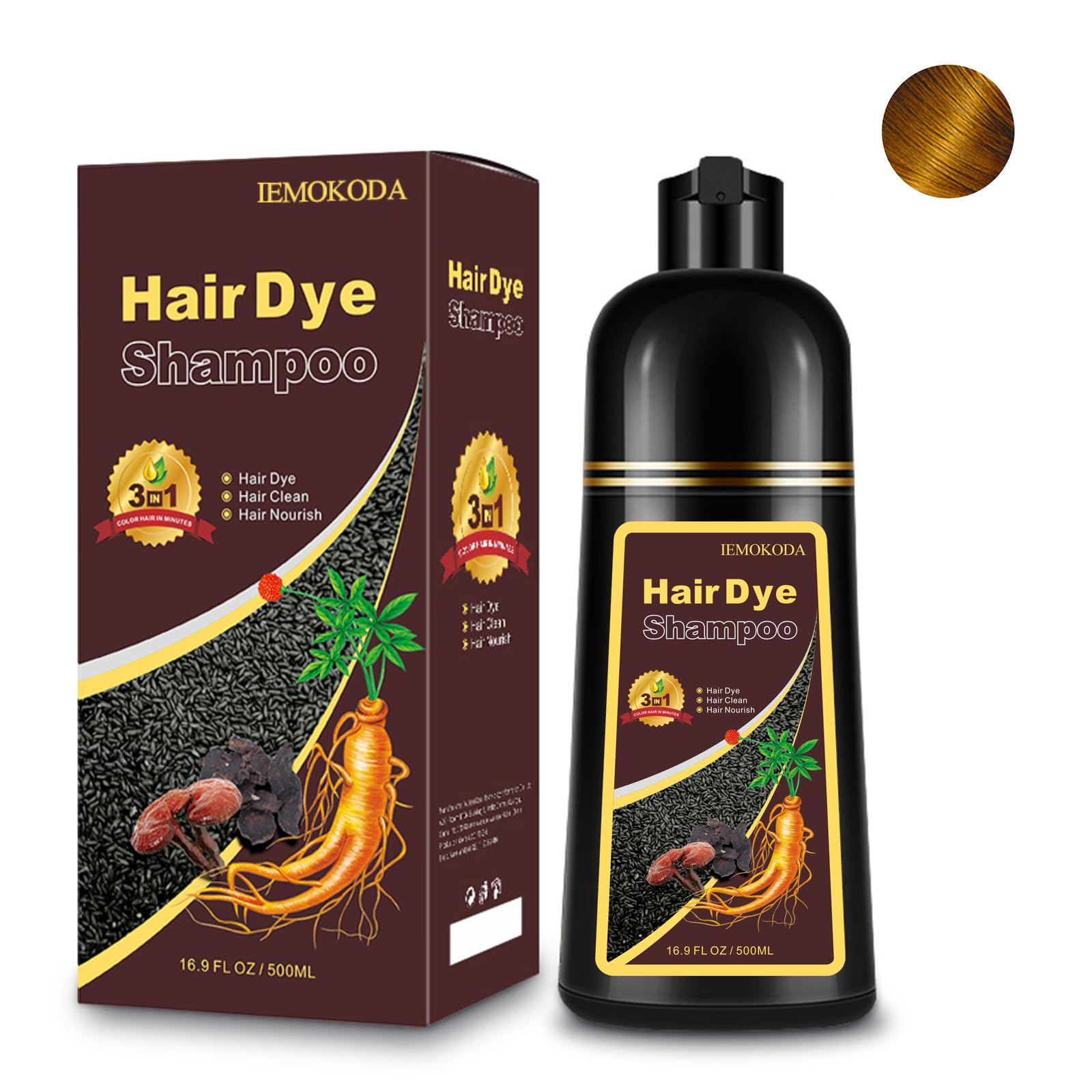 Fedulili Blonde Brown Hair Dye Shampoo 3-in-1 – Instant Natural Color, 500ml