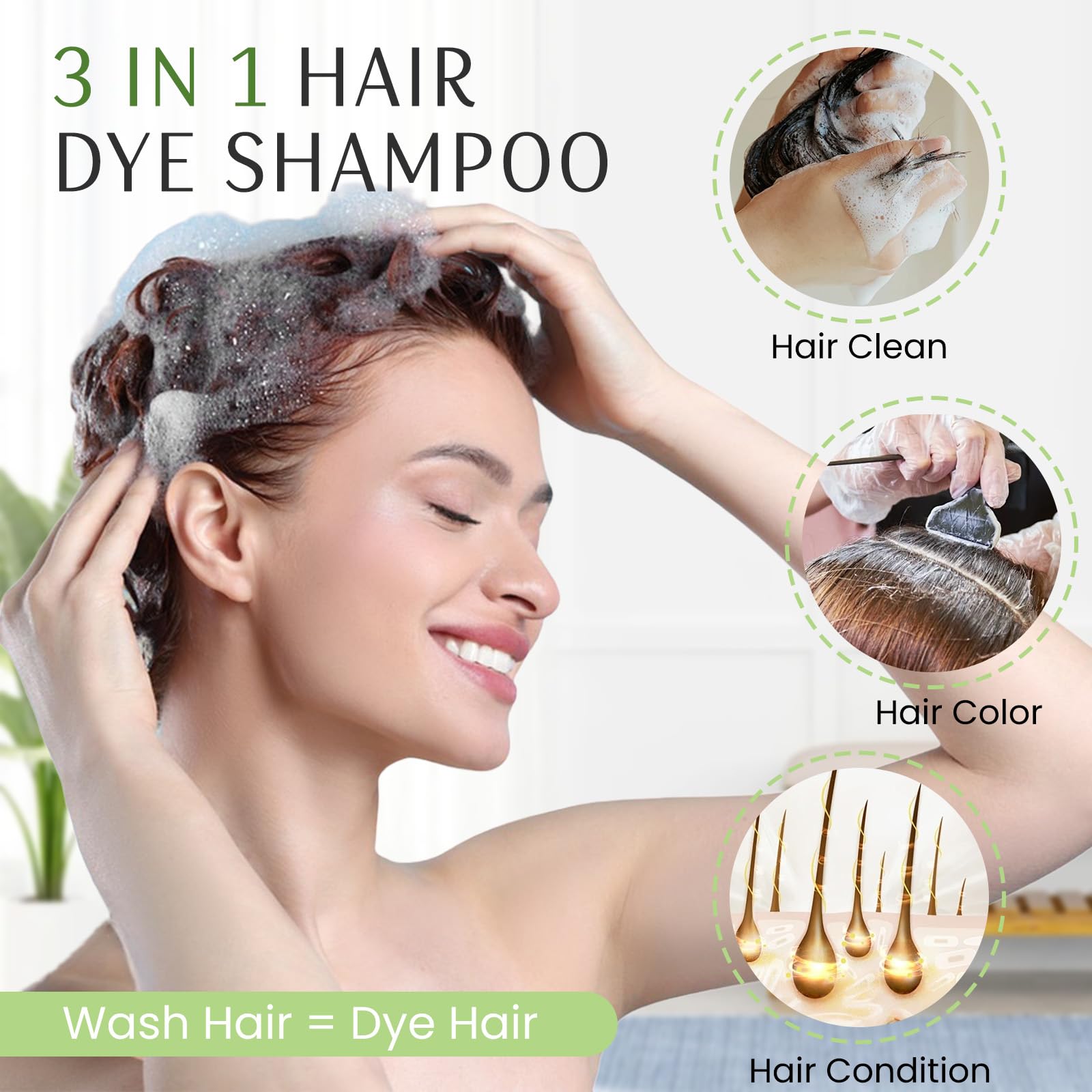 Fedulili Blonde Brown Hair Dye Shampoo 3-in-1 – Instant Natural Color, 500ml