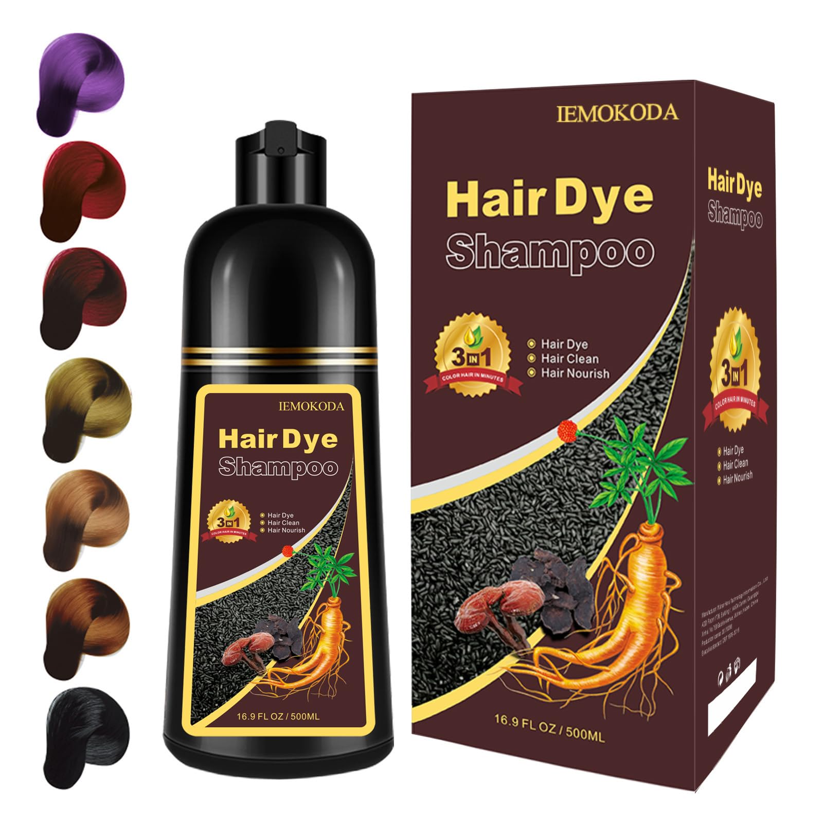 Fedulili Light Brown Hair Dye Shampoo 3-In-1 – Instant Color, Root Touch Up, 500ml