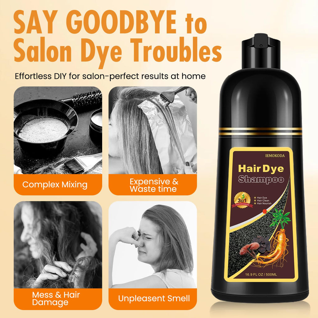Fedulili Instant Wine Red Hair Dye Shampoo – 3-in-1 Color, Cleanse & Nourish for Gray Hair, 16.9 oz