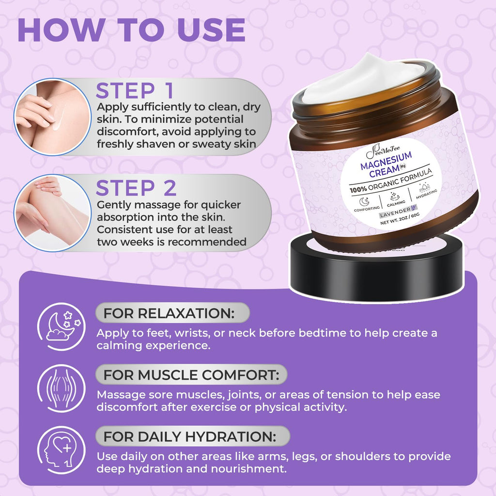 FeeMeFee Magnesium Lotion for Sleep, Relaxation & Muscle Support – 2 oz