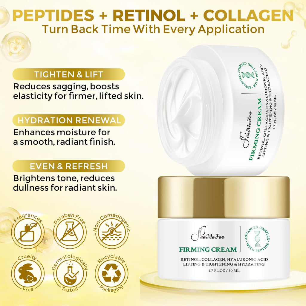 FeeMeFee Neck Firming Cream - Retinol, Peptides & Hyaluronic Acid