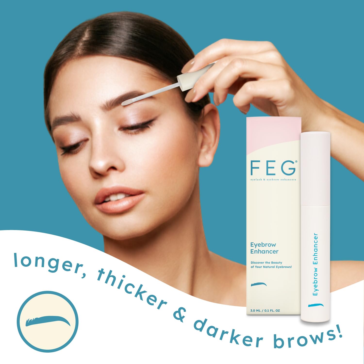 FEG Eyebrow Enhancer Growth Serum for Thicker Brows | 3-Pack of 3ml Tubes