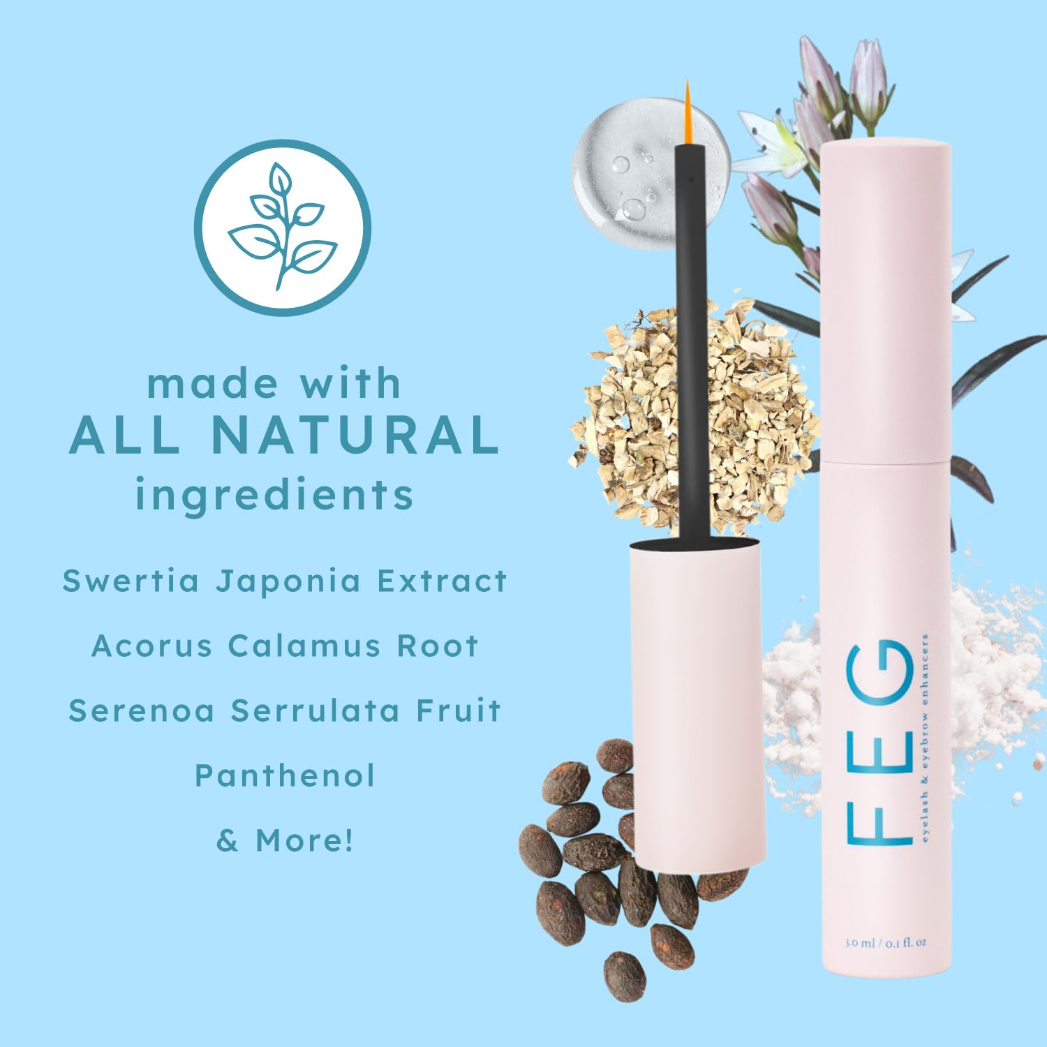 FEG Eyelash Enhancer – Natural Lash Growth Serum (3-Pack, 3ml Tubes)