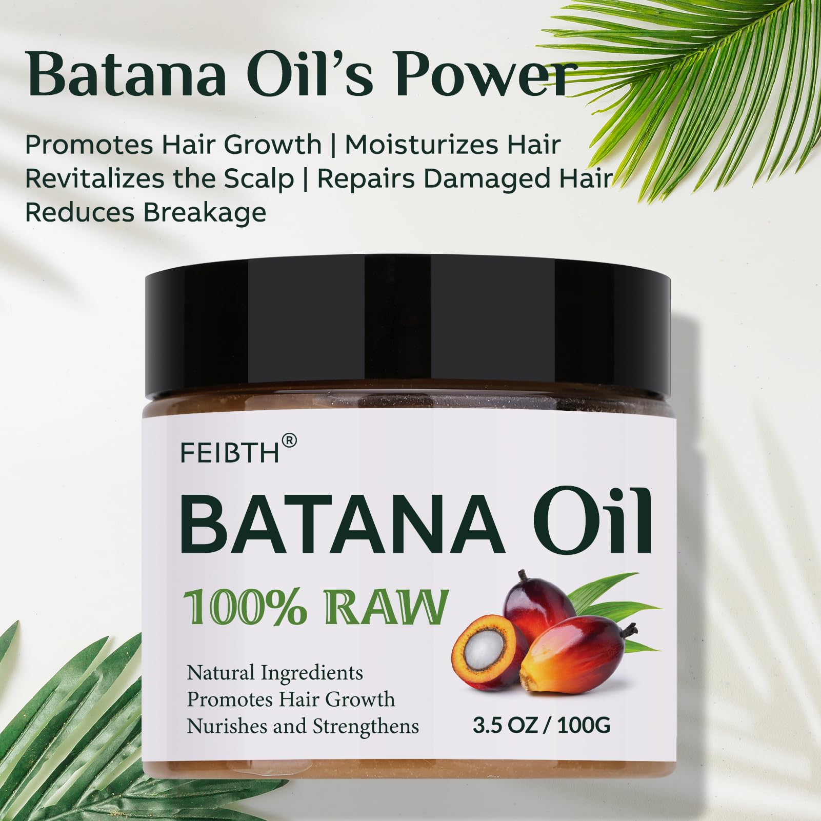 FEIBTH Raw Batana Oil for Hair Growth – Organic Batana Oil, Scalp Nourishment, Thicker Hair