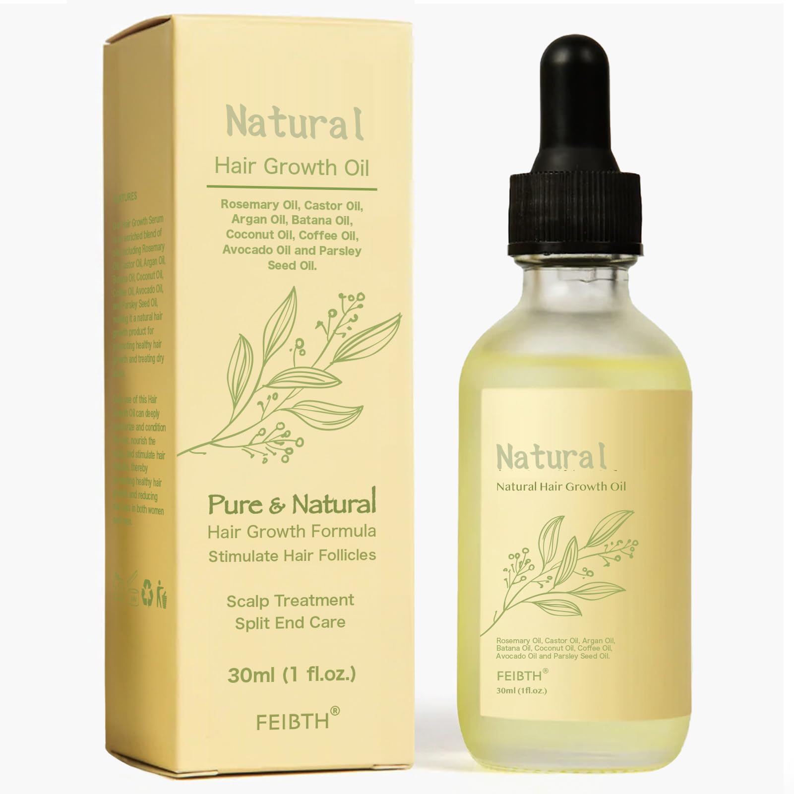 FEIBTH Natural Hair Growth Oil – Batana & Rosemary, 1 fl oz