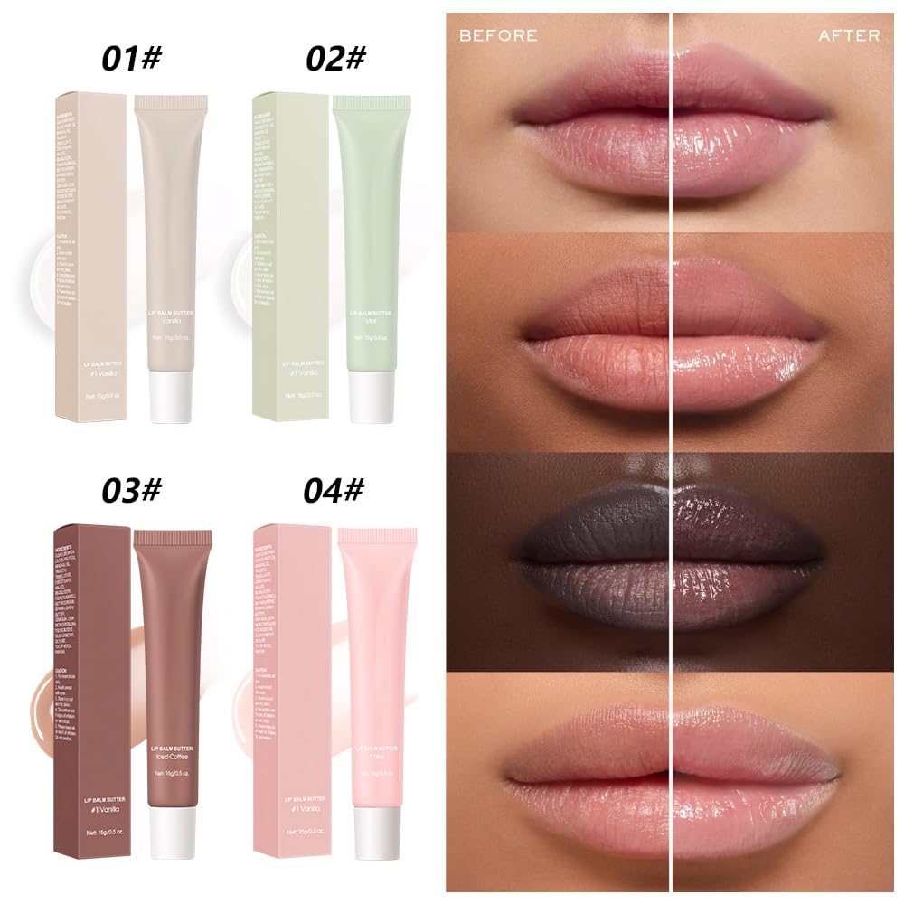 FeiCuiYun 4 Pcs Summer Lip Butter – Ultra-Hydrating Vegan Lip Balm with Sheer Shine