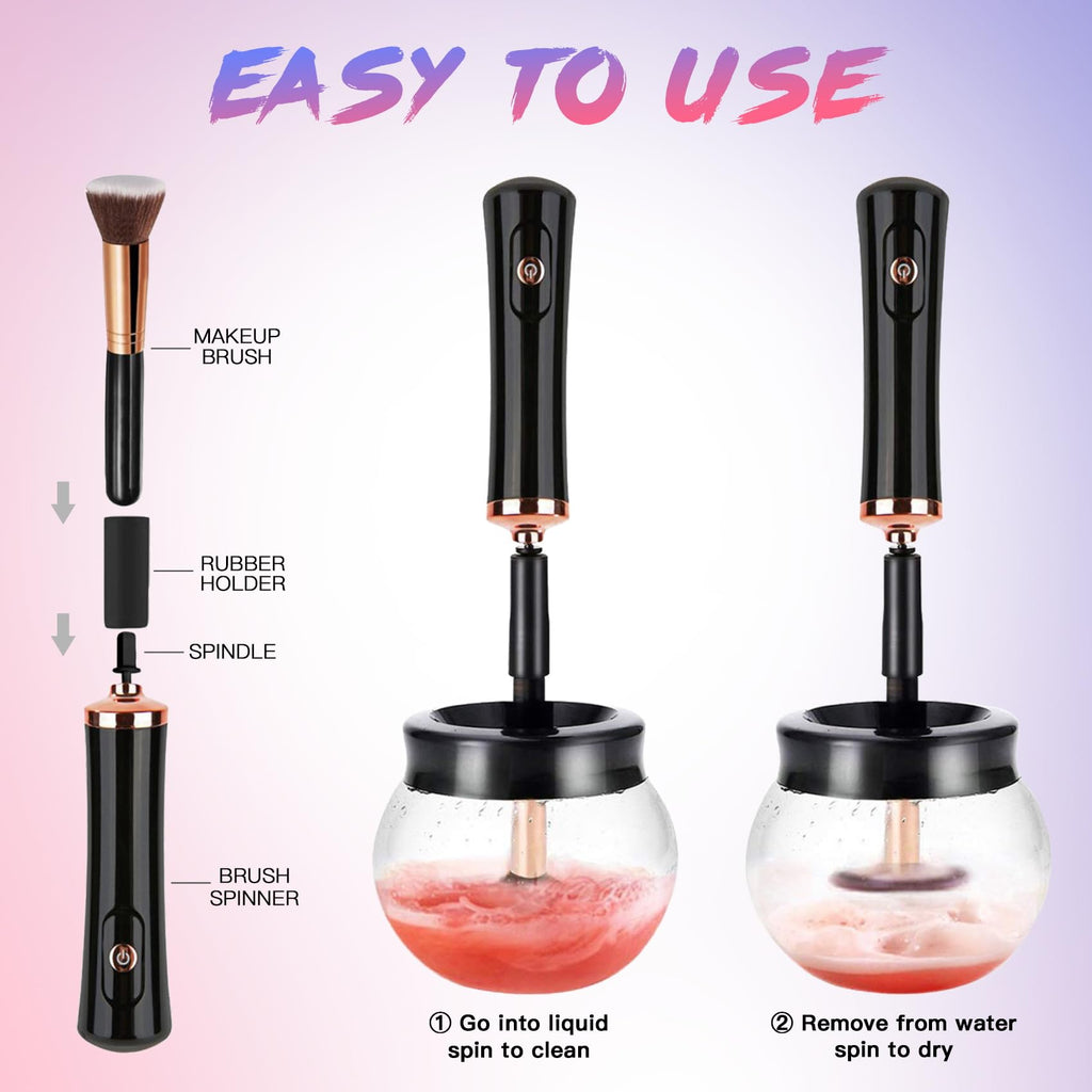 FEIMINI Makeup Brush Cleaner Machine – Ultra-Fast Electric Clean & Dry for Most Brush Sizes