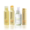 FEKKAI Brilliant Gloss Travel Bundle | Full Blown Volume Shampoo & Conditioner, Glass Hair Oil Serum & Texturizer
