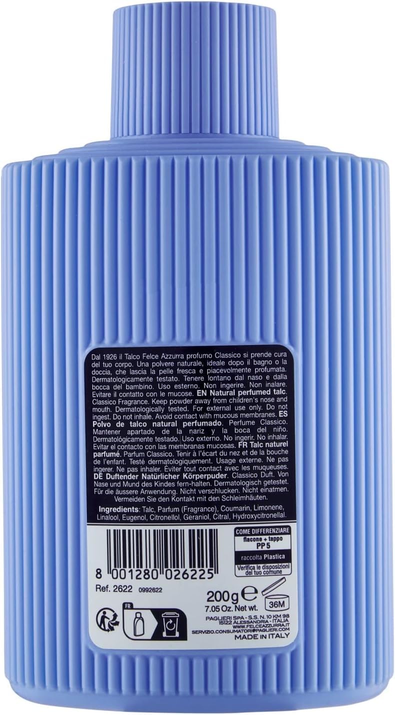 Felce Azzurra Classic Talc Powder – 5.29 oz x 2 (Italian Import)