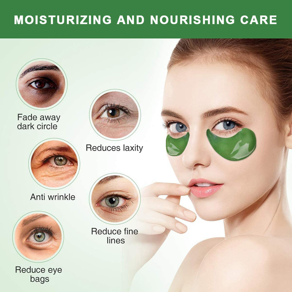 Felico 30 Pairs Lip & Under Eye Masks | Crystal Pink Lip Masks & Seaweed Eye Masks