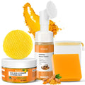 Femani Turmeric Cleansing Set – 50 Pads, Soap Bar & Face Wash with Brush