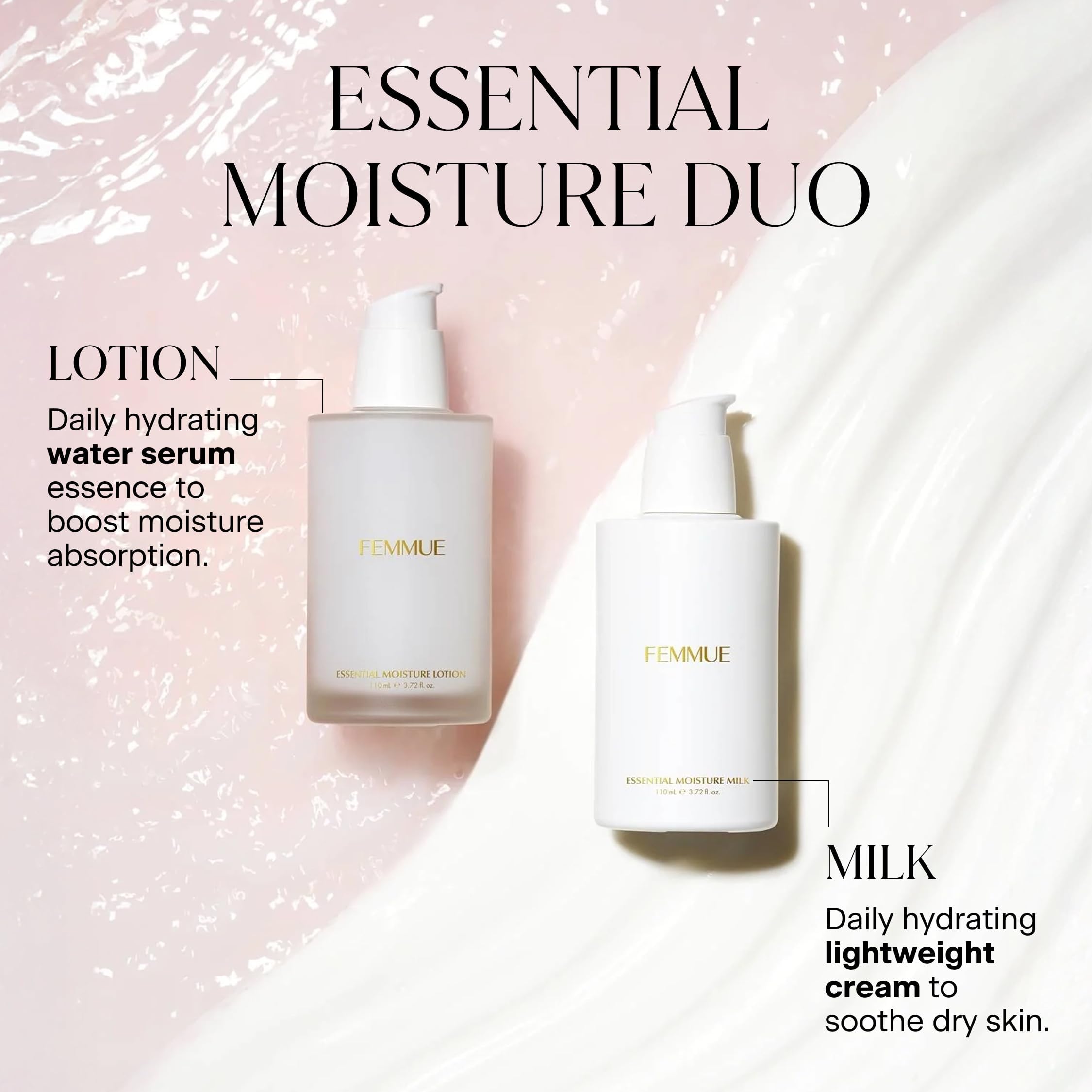 FEMMUE Essential Moisture Daily Hydrating Water Serum Essence (3.72 oz) | Rose Water Skin Hydrator | Korean Skincare