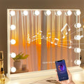 Fenchilin Vanity Mirror with Lights & Bluetooth Speaker - 22.8 x 18.1 in - 15 LED Bulbs - 3 Color Modes