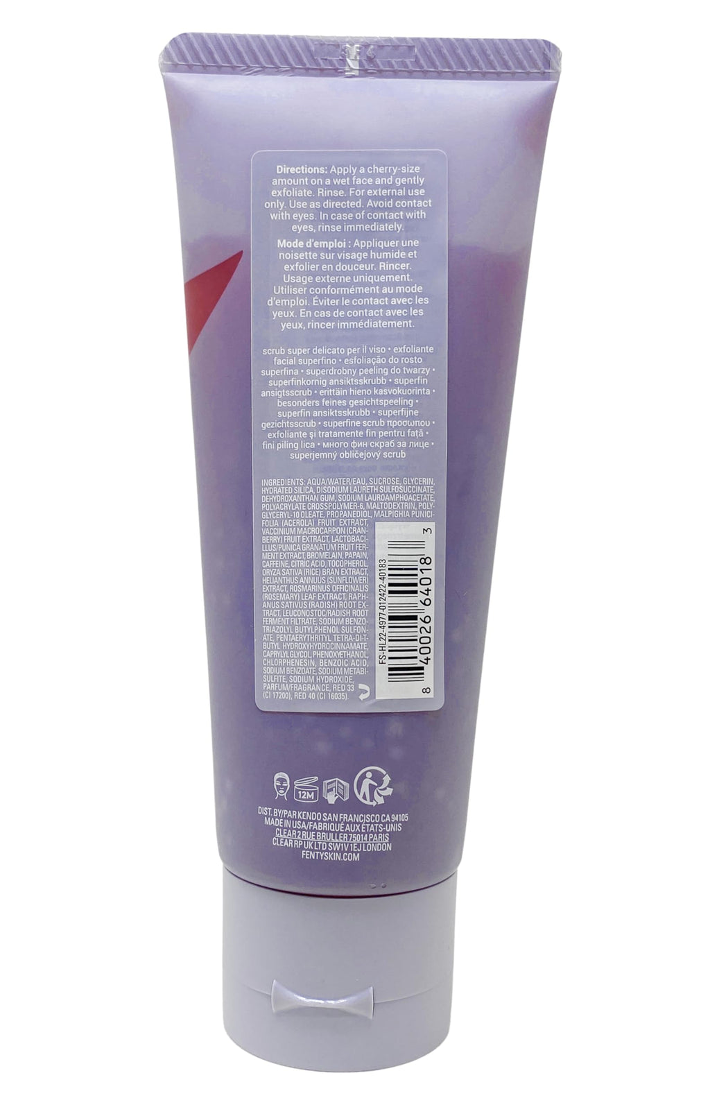 Fenty Skin Cherry Dub Superfine Face Scrub – Exfoliating Cherry Jam, Pore Refining (3.52 oz)