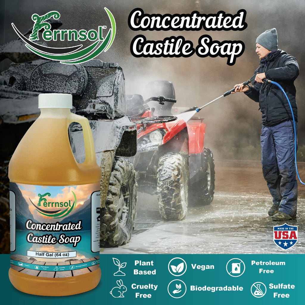 Ferrnsol Castile Gel Soap – Unscented 64oz Refill, Concentrated & Biodegradable