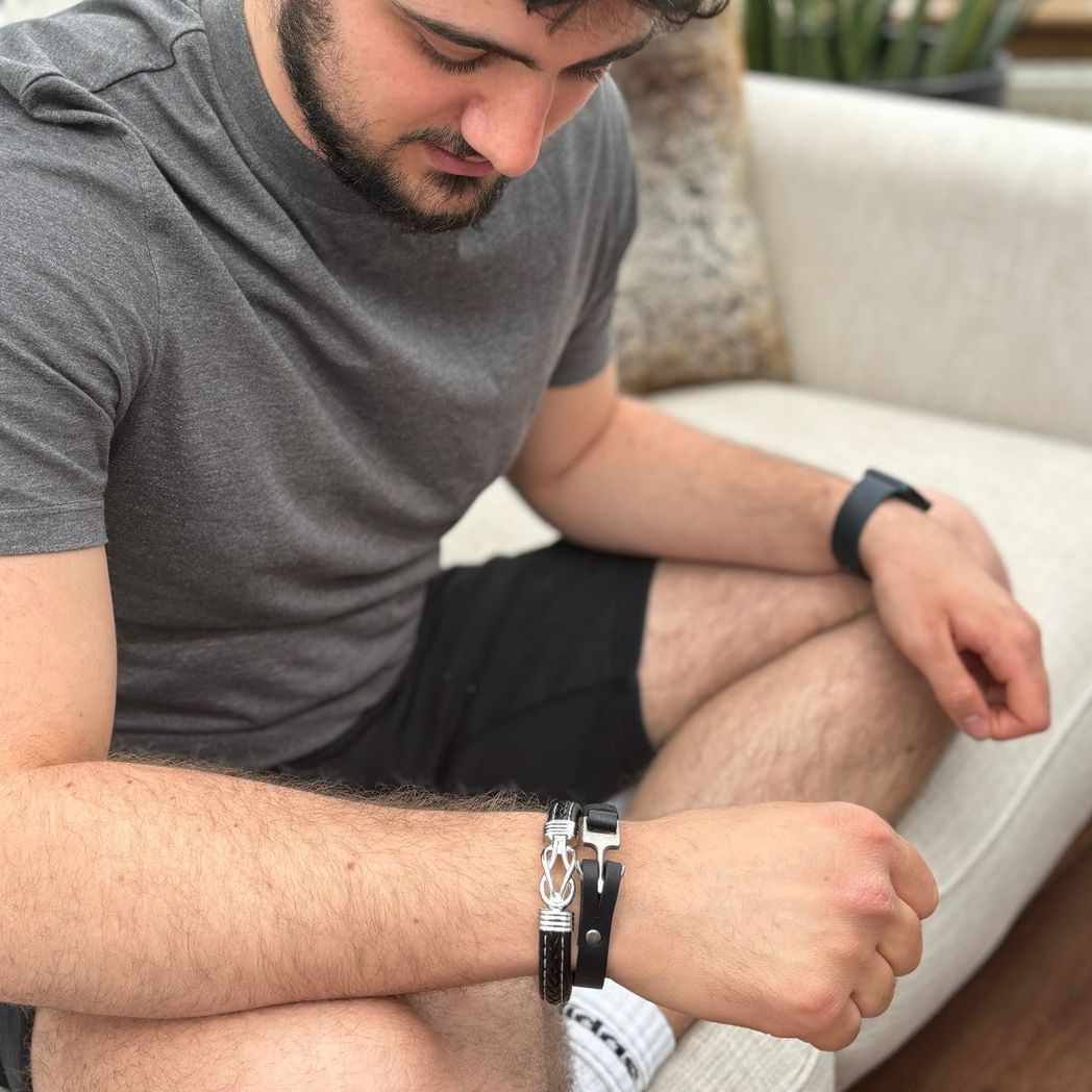 Men's Leather Infinity Bracelet