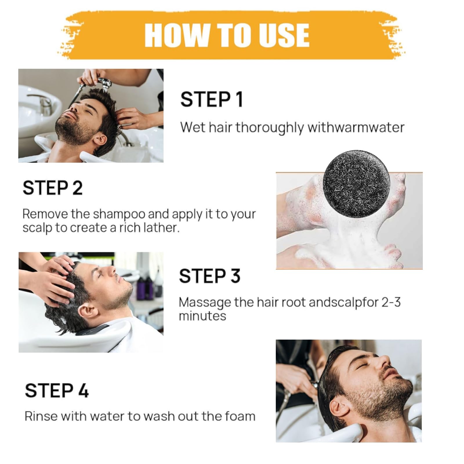 F FENG PEI Black Shampoo Bar for Hair & Beards — Natural Darkening (2 Pcs)