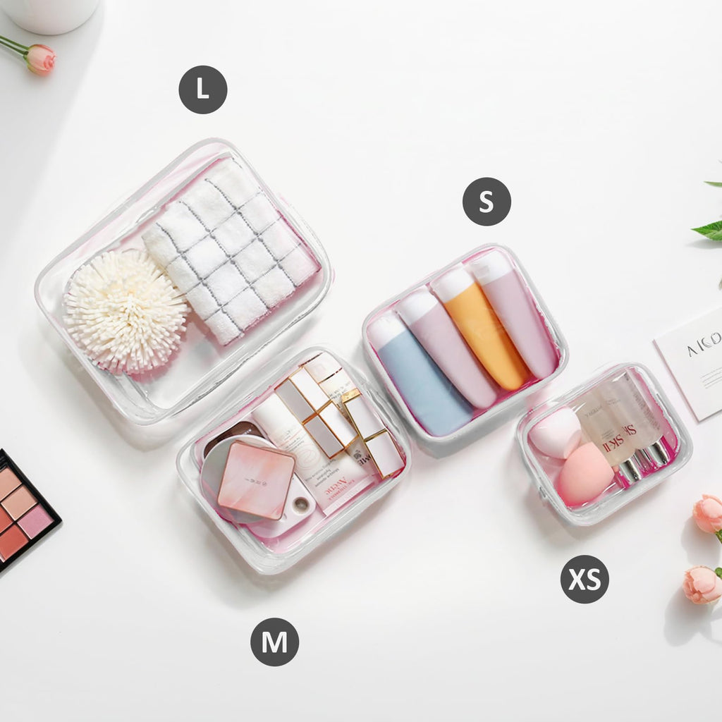 FFpaw 4 Pack Clear Bogg Bag Makeup Pouches with 3 Insert Hooks | Waterproof See-Through Organizer
