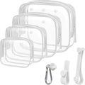 FFpaw 4 Pack Clear Bogg Bag Makeup Pouches with 3 Insert Hooks | Waterproof See-Through Organizer