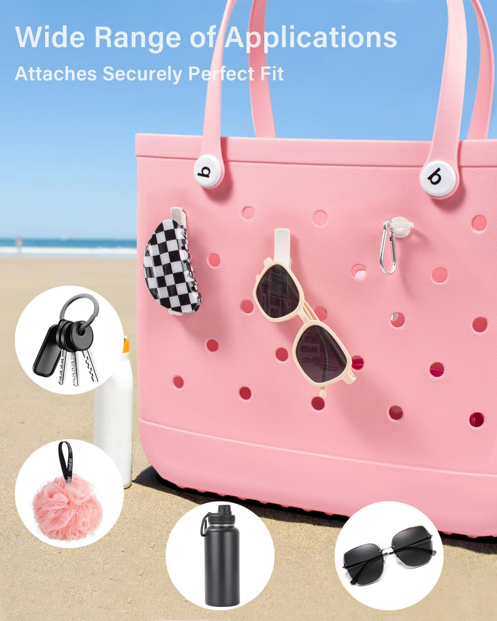 FFpaw 4 Pack Clear Bogg Bag Makeup Pouches with 3 Insert Hooks | Waterproof See-Through Organizer
