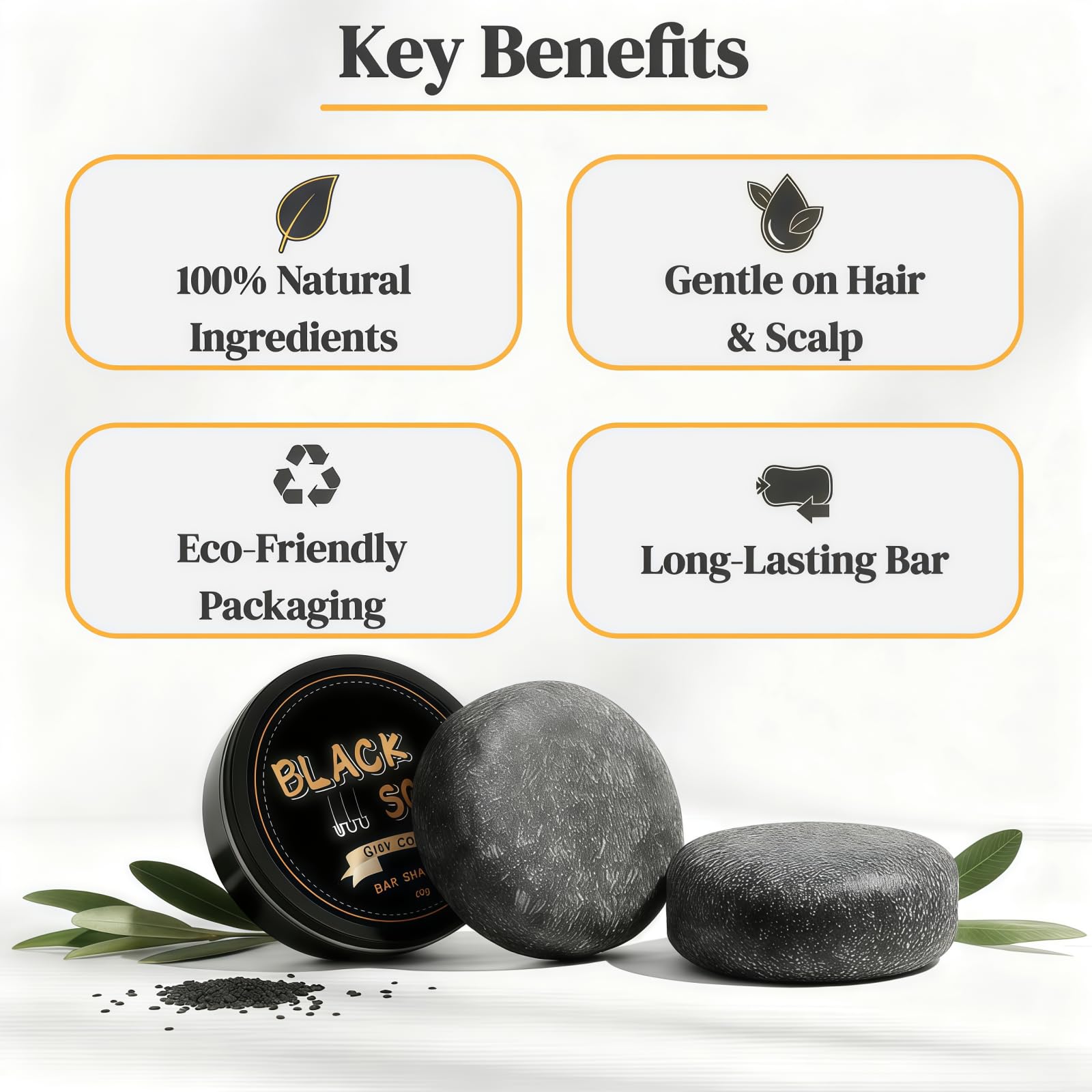 FHH Gray Hair Reverse Bar – 2-Pack Natural Darkening Shampoo Soap for Men & Women