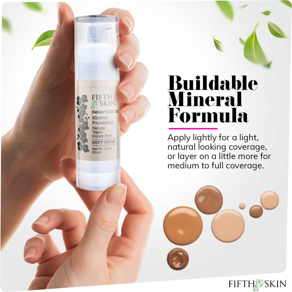 Fifth & Skin Better’n Ur Skin Foundation – Soft Beige | Buildable Coverage, Natural, Vegan, Gluten-Free