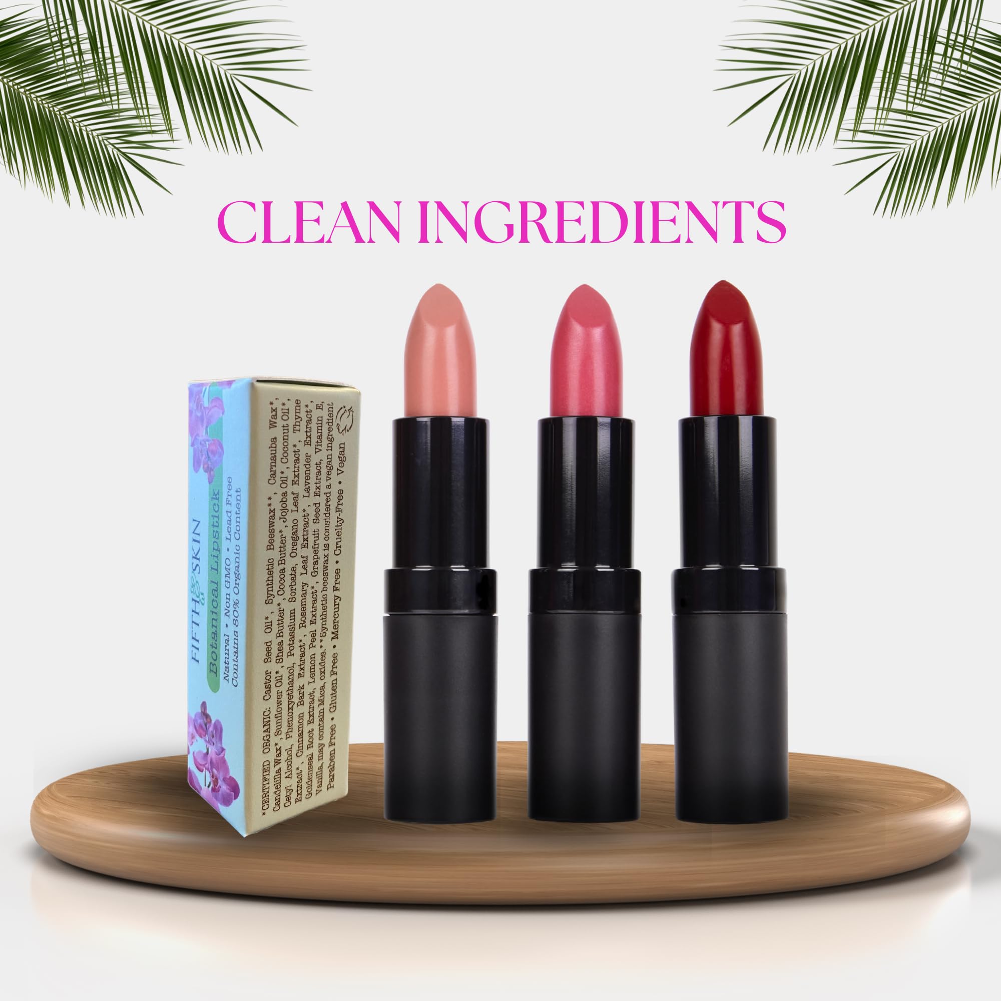 Fifth & Skin Botanical Lipstick Berry Red – Vegan, Organic Matte Lip Color | Made in USA