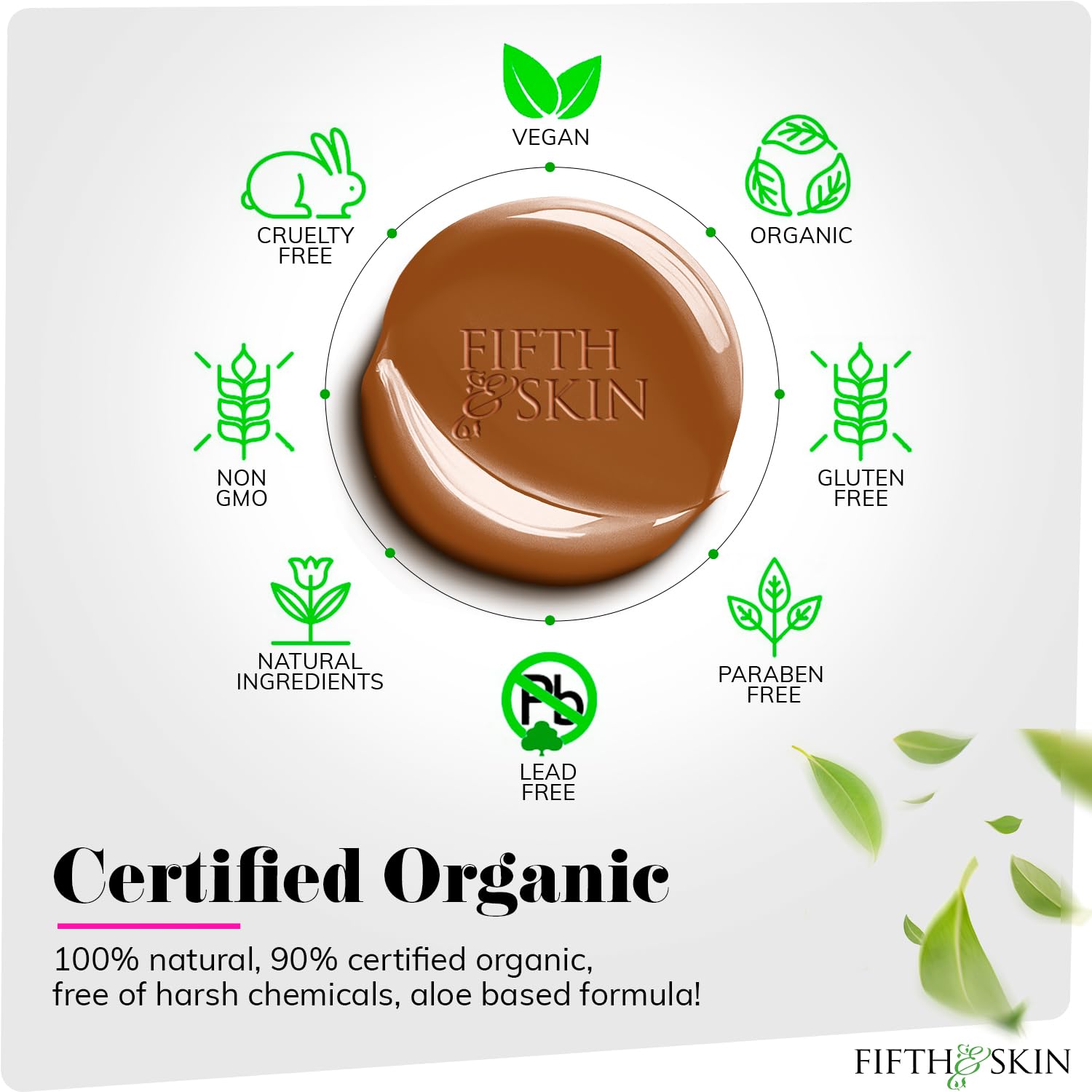 Fifth & Skin Better’n Ur Skin Foundation Burnt Sienna — Natural, Organic, Vegan, Cruelty-Free, Buildable Coverage