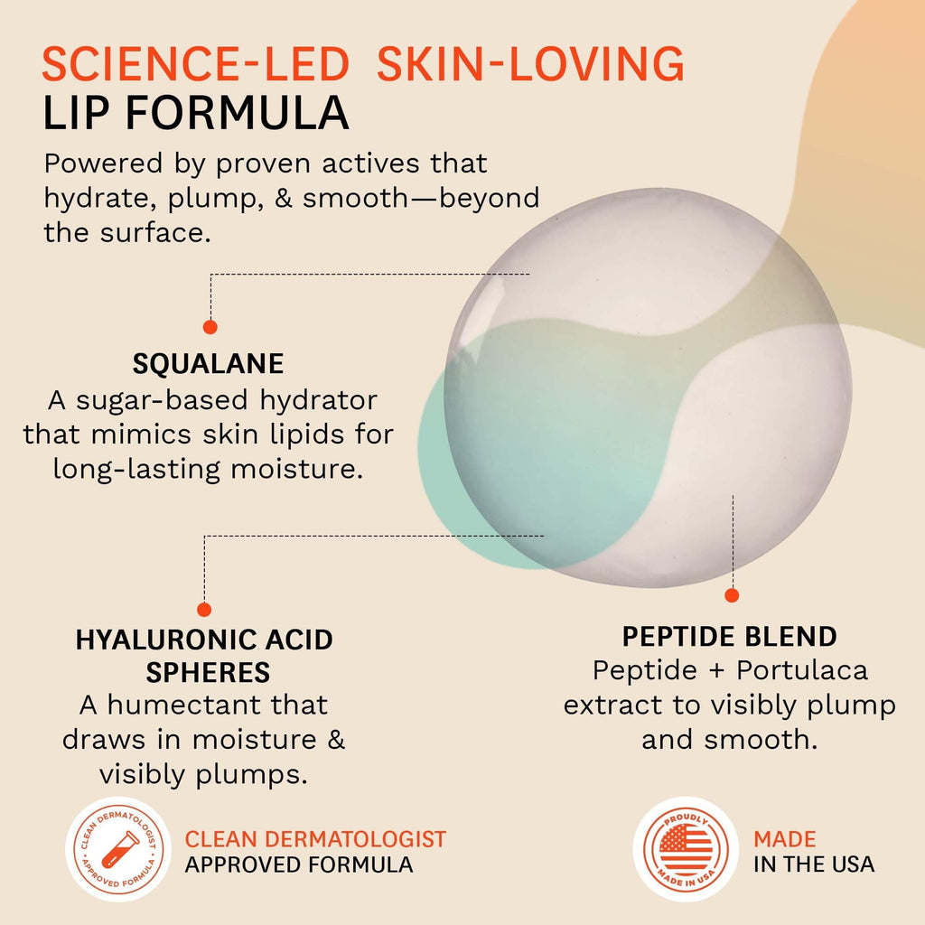 Fig.1 Peptide Plump Lip Oil | Hyaluronic Acid + Vegan Squalane | Fragrance-Free, Non-Sticky Gloss 0.5 fl oz