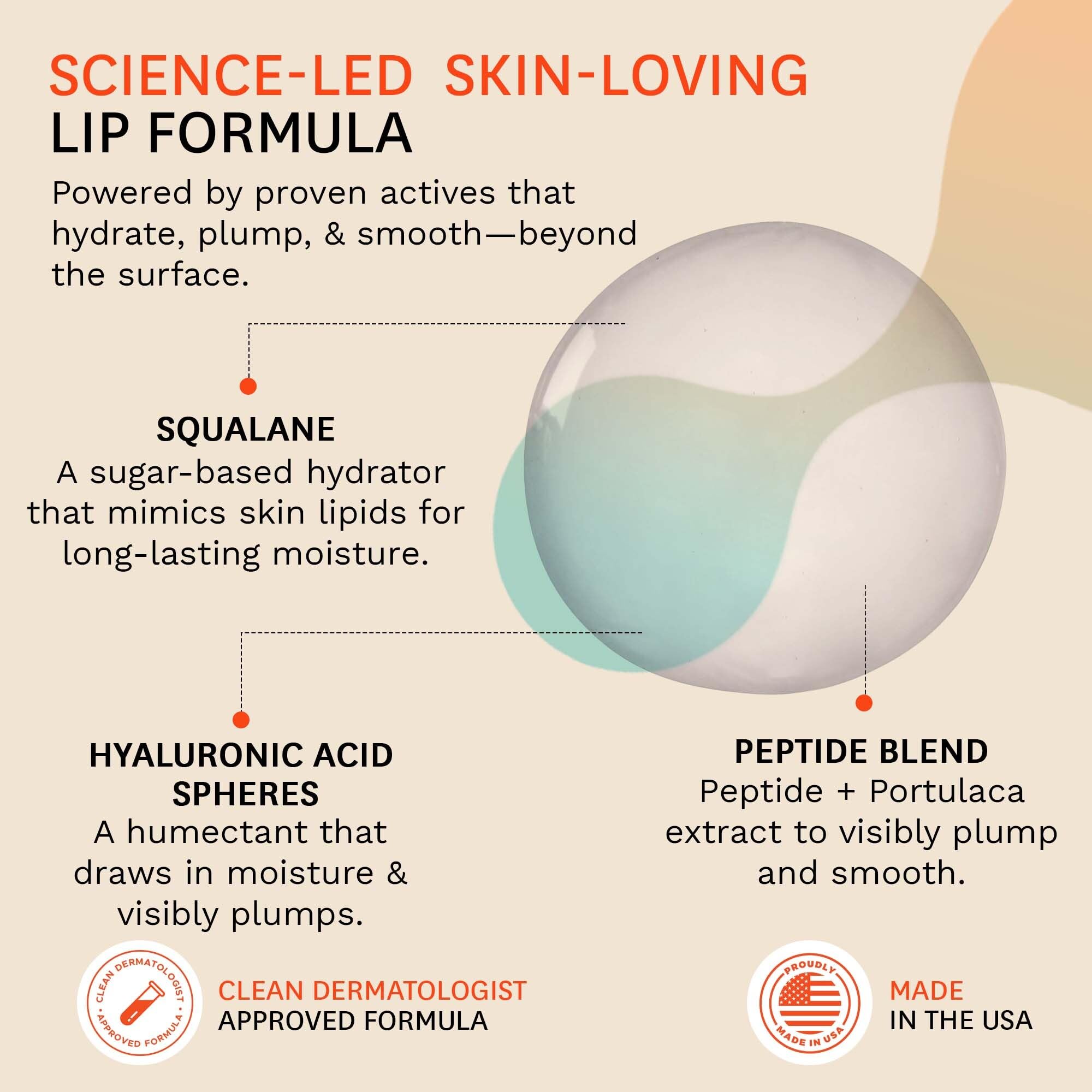 Fig.1 Peptide Plump Lip Oil | Hyaluronic Acid + Vegan Squalane | Fragrance-Free, Non-Sticky Gloss 0.5 fl oz
