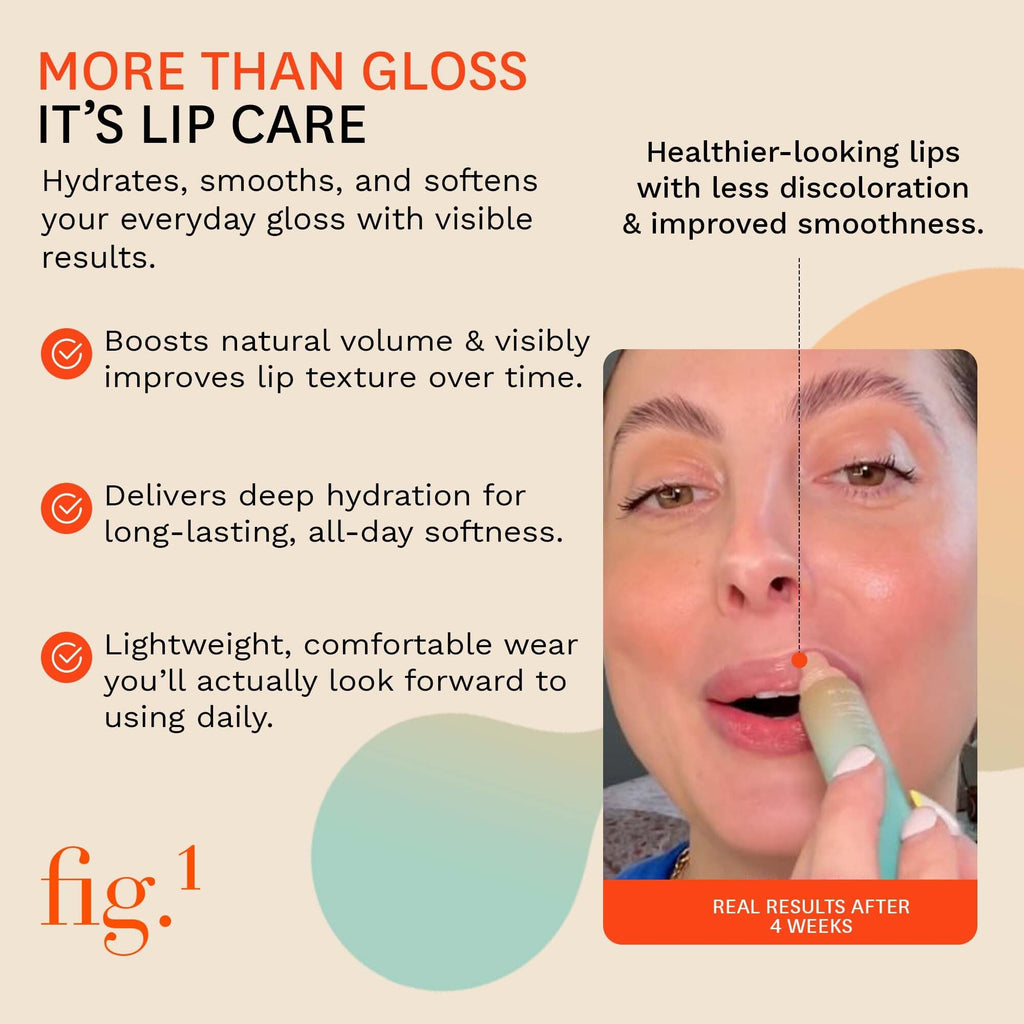 Fig.1 Peptide Plump Lip Oil | Hyaluronic Acid + Vegan Squalane | Fragrance-Free, Non-Sticky Gloss 0.5 fl oz
