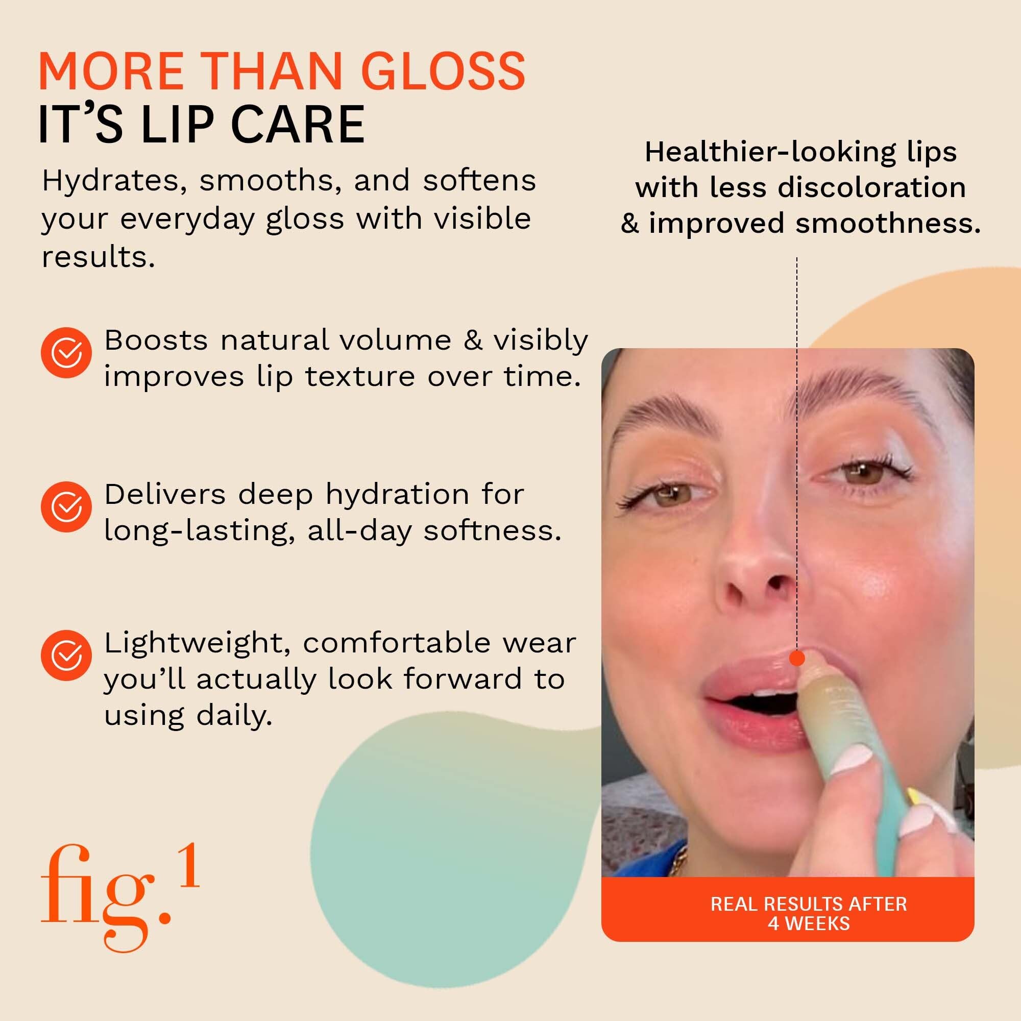Fig.1 Peptide Plump Lip Oil | Hyaluronic Acid + Vegan Squalane | Fragrance-Free, Non-Sticky Gloss 0.5 fl oz
