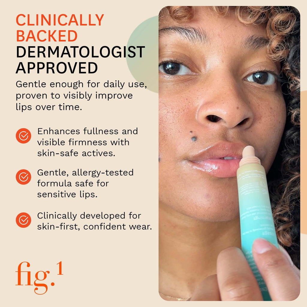 Fig.1 Peptide Plump Lip Oil | Hyaluronic Acid + Vegan Squalane | Fragrance-Free, Non-Sticky Gloss 0.5 fl oz