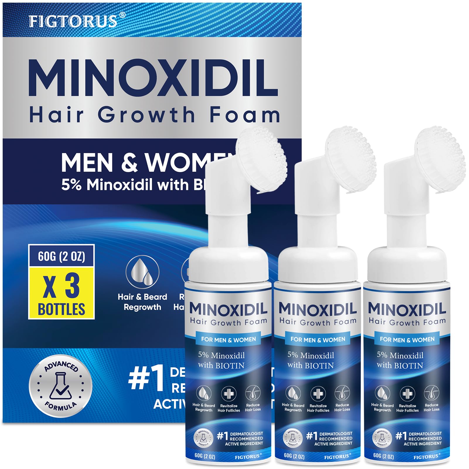 FIGTORUS 5% Minoxidil Foam for Men & Women – 6 oz