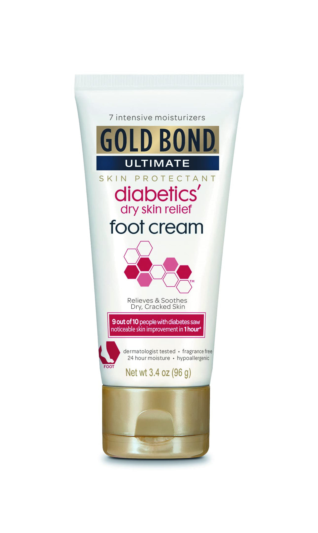 Fiico Gold Bond Diabetic Dry Skin Relief Foot Cream – 3.4 oz, 4 Pack