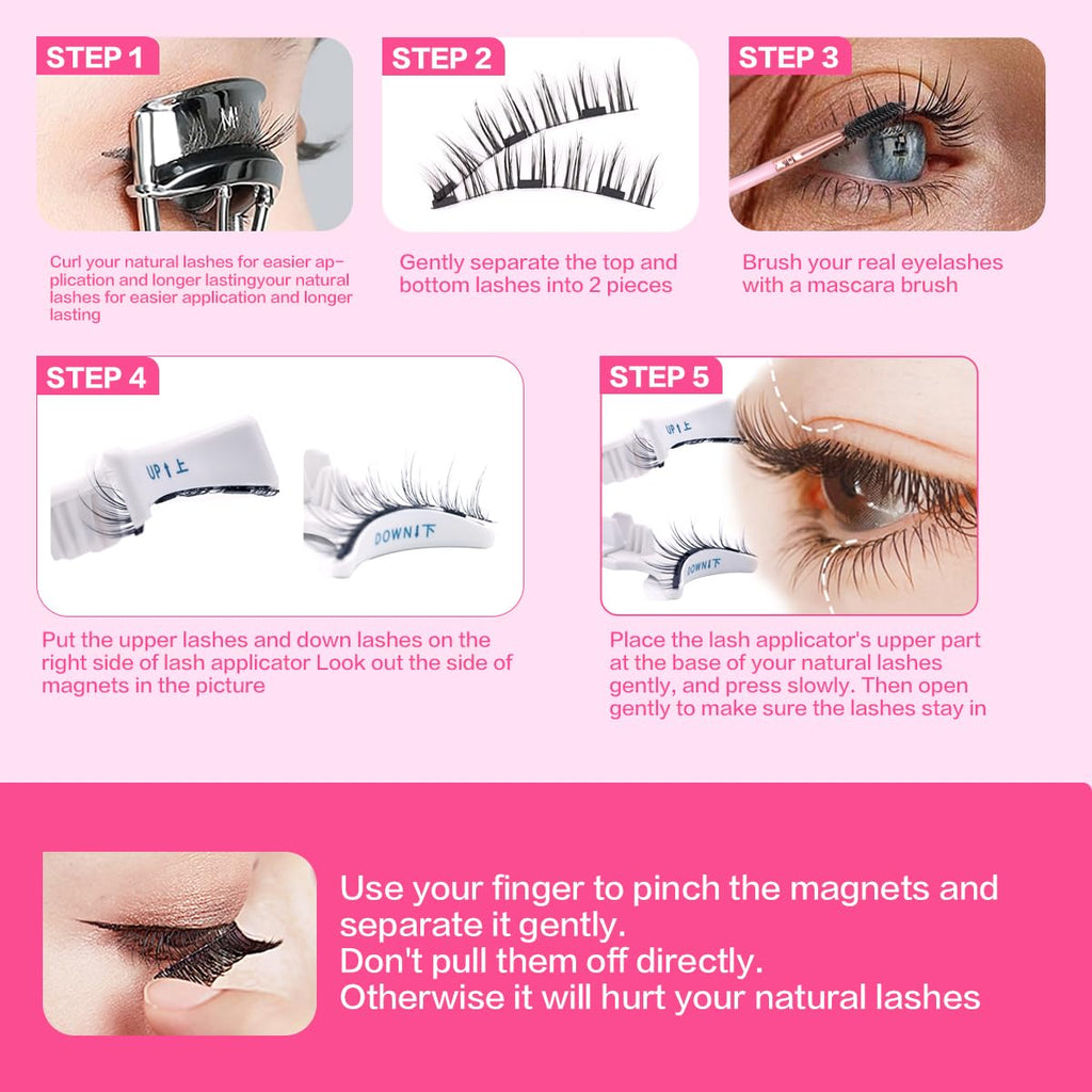 FindLove 2 Pairs Magnetic Eyelashes – Natural Look, No Glue, Beginner Friendly (PGY)