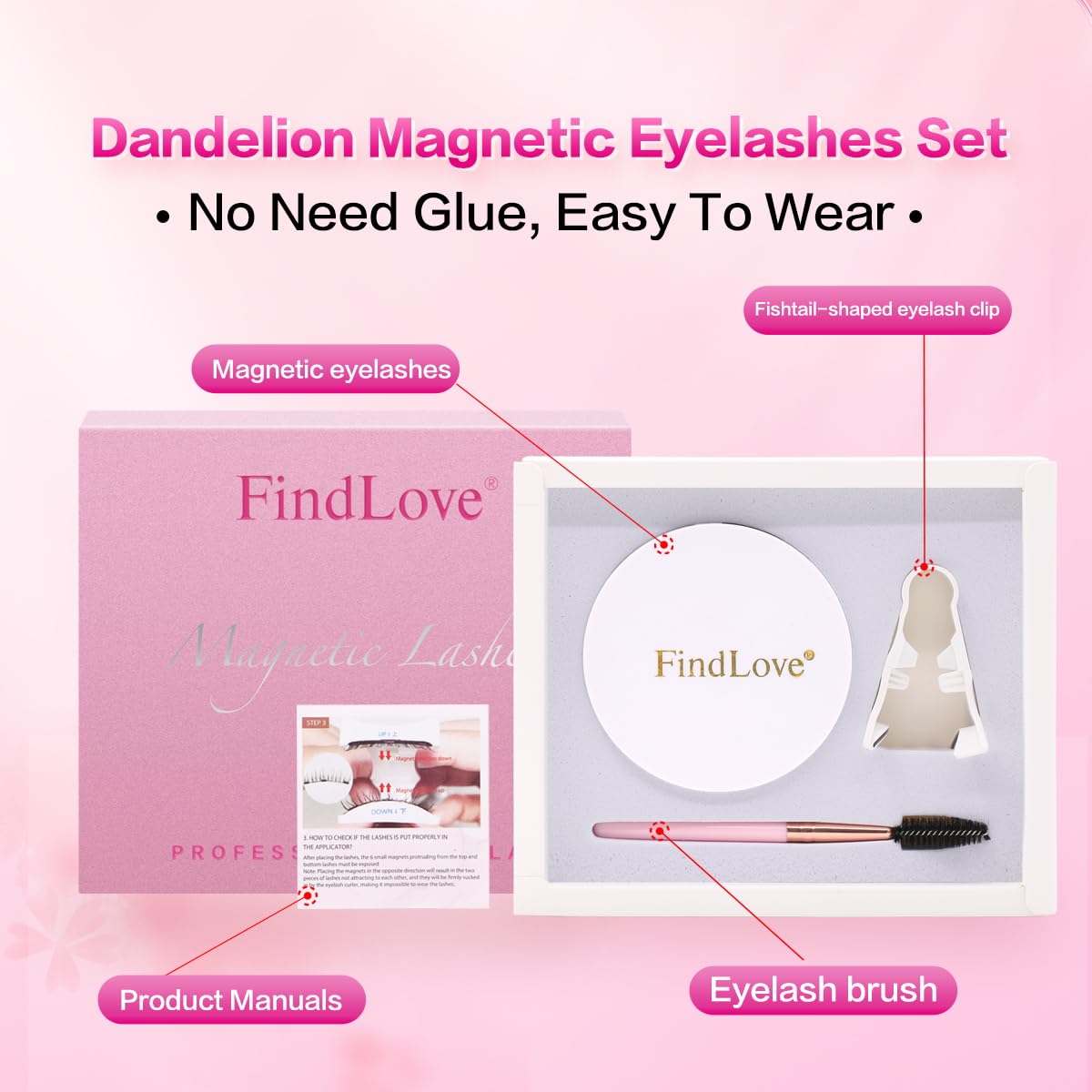 FindLove 2 Pairs Magnetic Eyelashes – Natural Look, No Glue, Beginner Friendly (PGY)